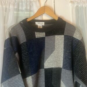 Vintage Pelo Geometric Wool Blend Grandpa Sweater Men’s Size 52 Multi Color